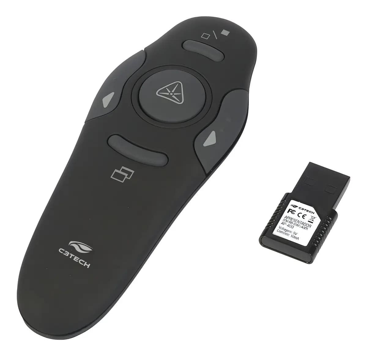 Apresentador Sem Fio C3Tech AP-400 Preto USB com Ponteiro Laser 10m