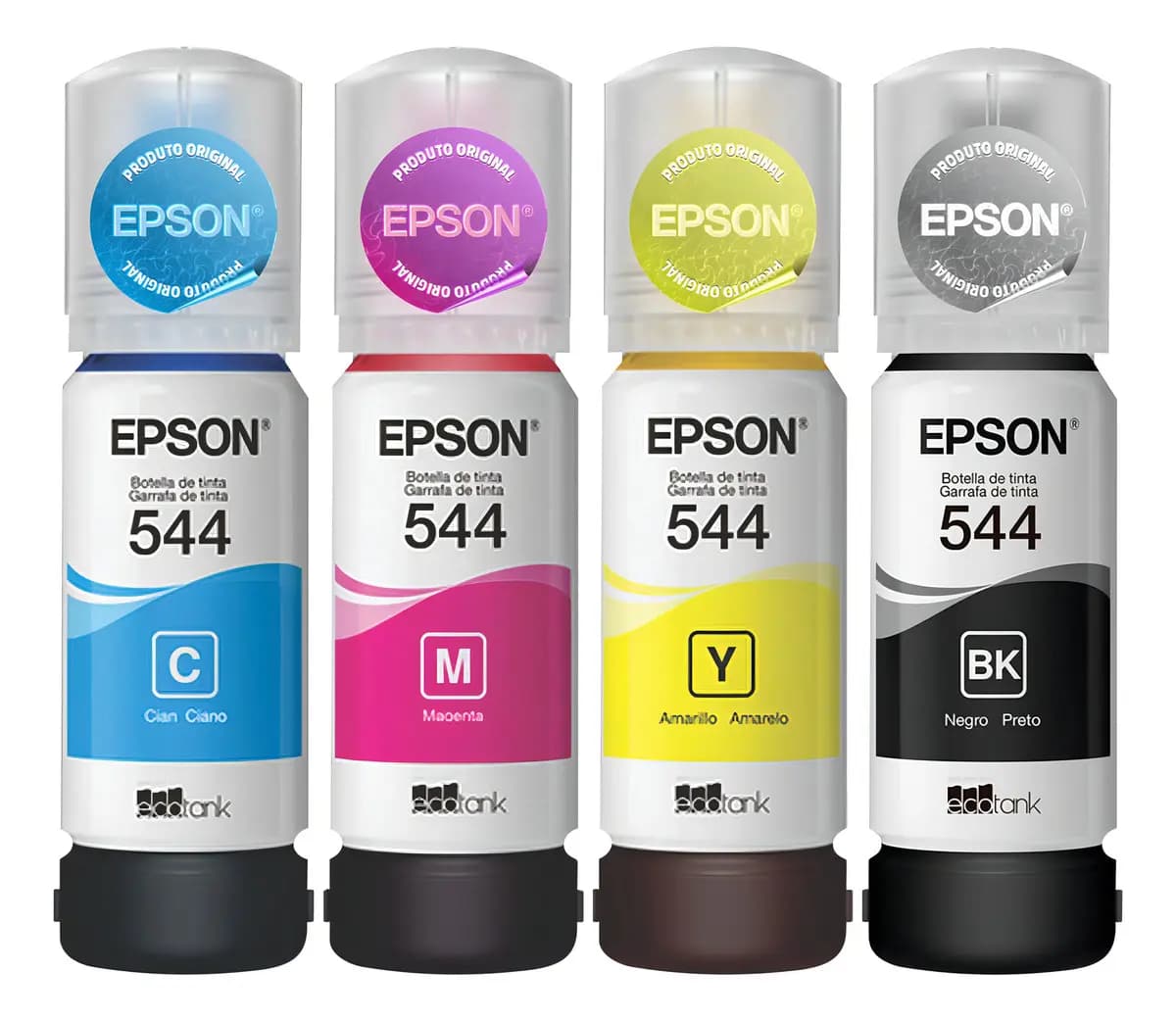 Tintas Epson T544 Cor Preta Ciano Magenta Amarelo 65ml