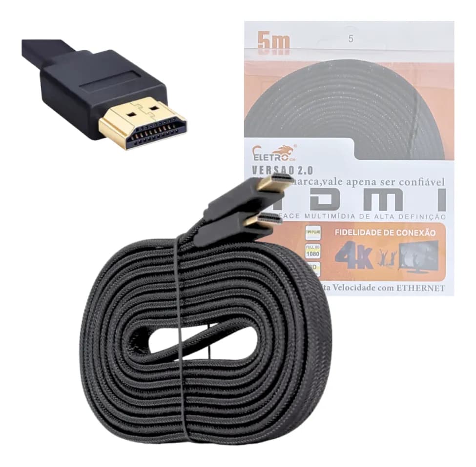 Cabo Hdmi 5 Metros 2.0 4k Eletromex El-8103
