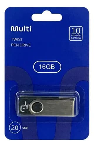 Pen Drive 16GB Twist USB Preto PD588 - Multilaser