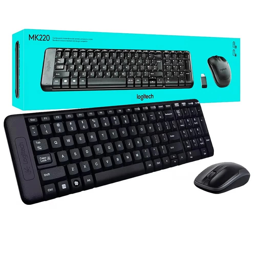 Kit Teclado E Mouse Logitech Mk220, Sem Fio, ABNT2, Preto