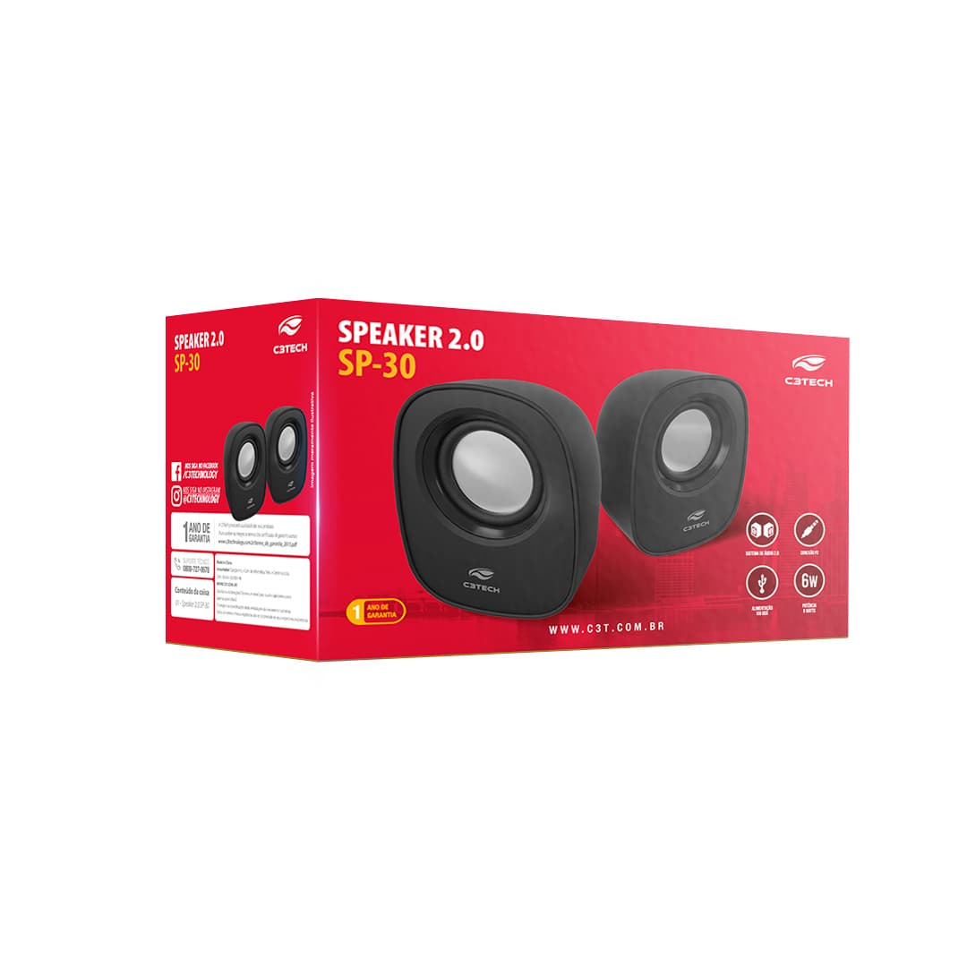 Speaker 2.0 SP-30BK Preta C3Tech